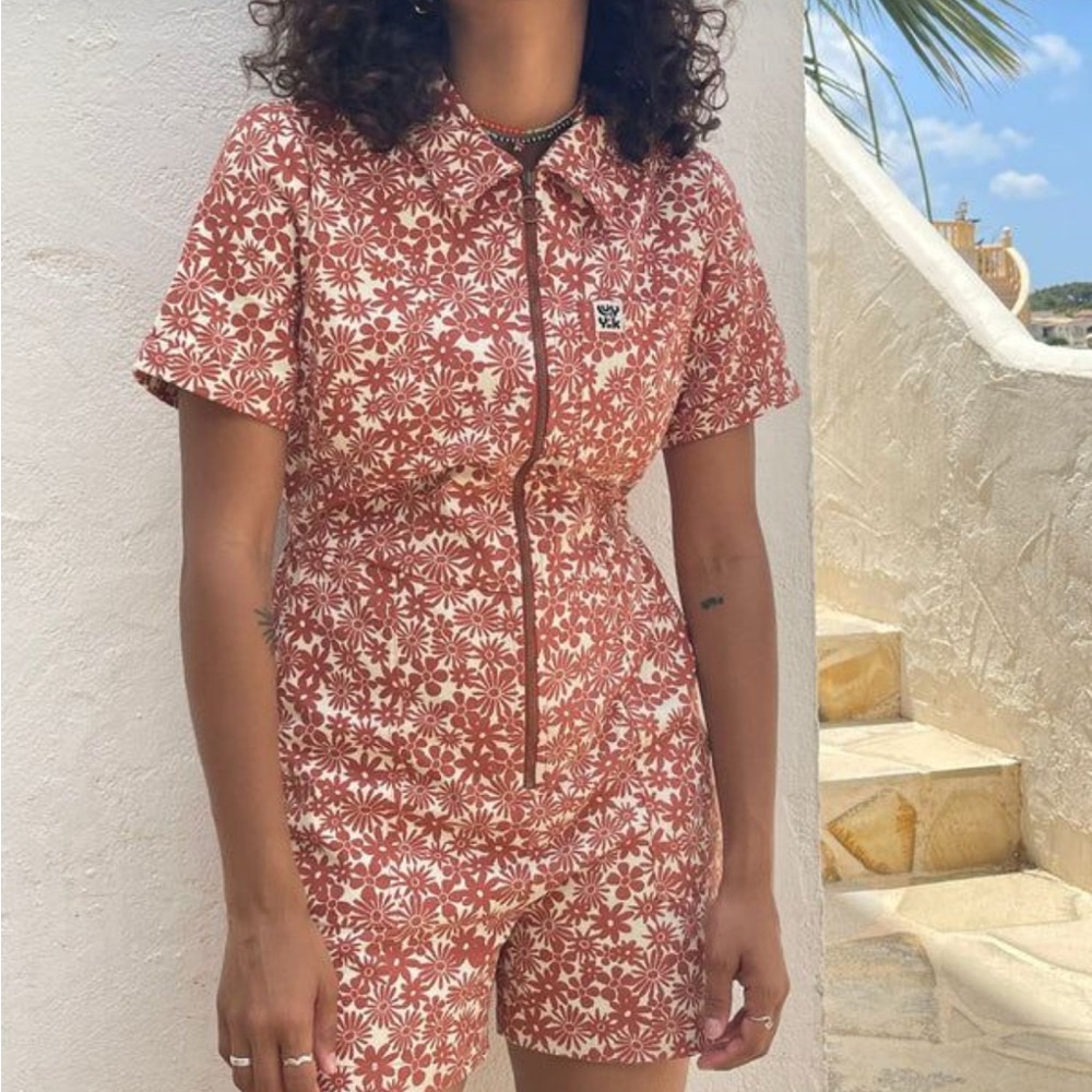 Lucy & Yak Floral Jumpsuit in Red and White